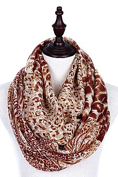 Pack of (12 Pieces) Assorted Color Animal Print Infinity Scarves FM-ISF256