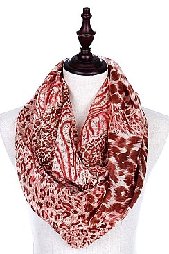 Pack of (12 Pieces) Assorted Color Animal Print Infinity Scarves FM-ISF256