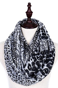 Pack of (12 Pieces) Assorted Color Animal Print Infinity Scarves FM-ISF256