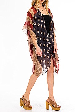 PACK OF ( 6 PCS ) AMERICAN FLAG PRINT KIMONO