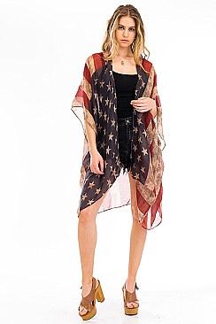 PACK OF ( 6 PCS ) AMERICAN FLAG PRINT KIMONO