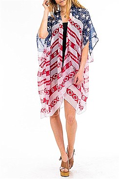 PACK OF ( 6 PCS ) AMERICAN FLAG PRINT KIMONO FM-FTZKSF156