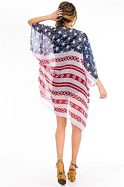 PACK OF ( 6 PCS ) AMERICAN FLAG PRINT KIMONO FM-FTZKSF156