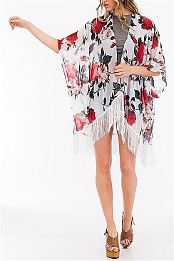 PACK OF ( 6 PCS ) FLORAL PRINT KIMONO WITH TASSEL MH-FTZKSF202