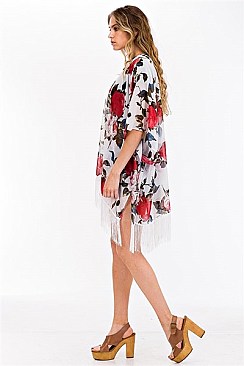 PACK OF ( 6 PCS ) FLORAL PRINT KIMONO WITH TASSEL MH-FTZKSF202
