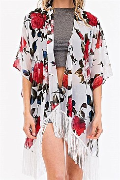 PACK OF ( 6 PCS ) FLORAL PRINT KIMONO WITH TASSEL MH-FTZKSF202