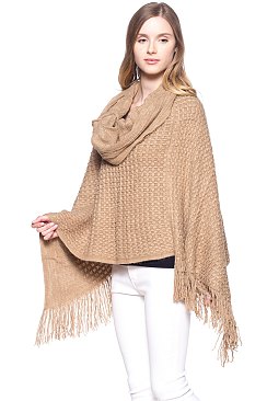Hooded Fringe Poncho