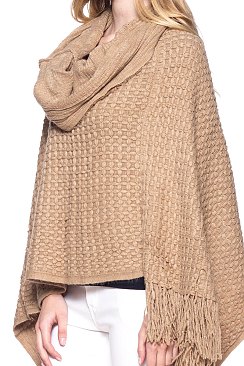 Hooded Fringe Poncho