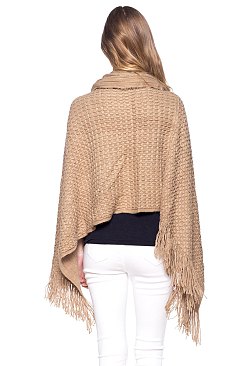 Hooded Fringe Poncho
