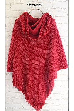 Hooded Fringe Poncho