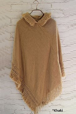 Soft Touch Hooded Fringe Shawl Cape