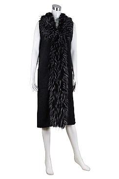 Fashionable Faux Fur Collar Lengthy Vest FM-SAO686