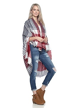 Pack of 6 piece Stylish Multi Tone Plaid Pattern Shawl Scarves FM-SCF2089