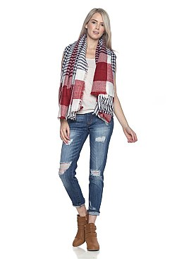 Pack of 6 piece Stylish Multi Tone Plaid Pattern Shawl Scarves FM-SCF2089