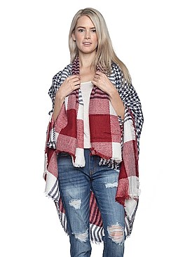 Pack of 6 piece Stylish Multi Tone Plaid Pattern Shawl Scarves FM-SCF2089