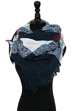 Pack of 6 piece Stylish Multi Tone Plaid Pattern Shawl Scarves FM-SCF2090