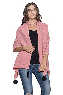 Pack of 6 pieces Stylish Pompom and Tassel Accent Scarves FM-SCF2096