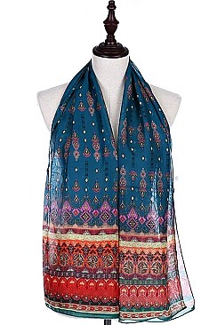 Pack of (12 pieces) INDIAN PRINT ASSORTED COLORS SCARVES FM-SF397