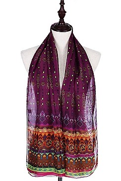 Pack of (12 pieces) INDIAN PRINT ASSORTED COLORS SCARVES FM-SF397