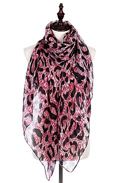 Pack of (12 Pieces) Assorted Color Leopard Print Scarves