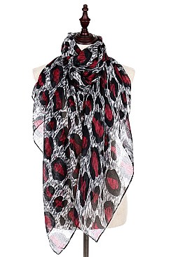 Pack of (12 Pieces) Assorted Color Leopard Print Scarves