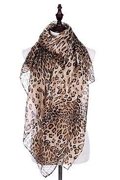 Pack of (12 Pieces) Assorted Color Animal Print Scarves FM-SF402