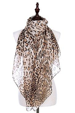 Pack of (12 Pieces) Assorted Color Animal Print Scarves FM-SF402