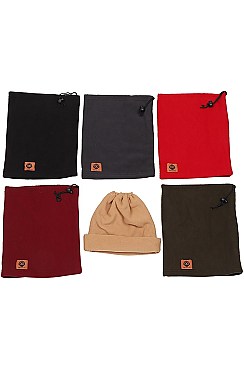 PACK OF 12 TRENDY 2 IN 1 ASSORTED COLOR NECK GAITER AND BEANIE