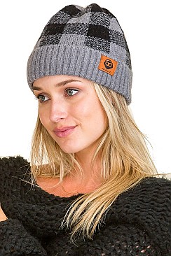 PACK OF 12 FASHION PLAID BEANIES