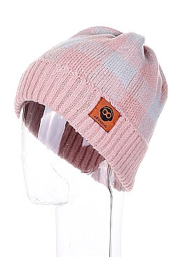 PACK OF 12 FASHION PLAID BEANIES