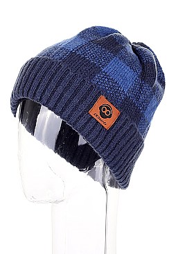 PACK OF 12 FASHION PLAID BEANIES