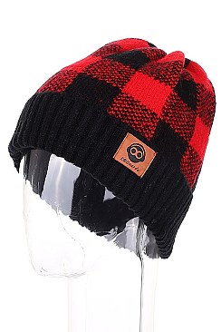 PACK OF 12 FASHION PLAID BEANIES