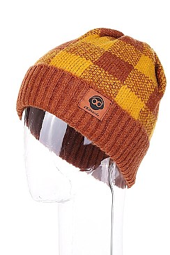PACK OF 12 FASHION PLAID BEANIES