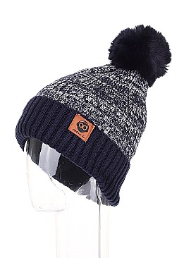 PACK OF 12 FLEECE LINED DETACHABLE POMPOM BEANIES