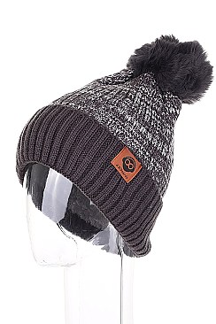 PACK OF 12 FLEECE LINED DETACHABLE POMPOM BEANIES