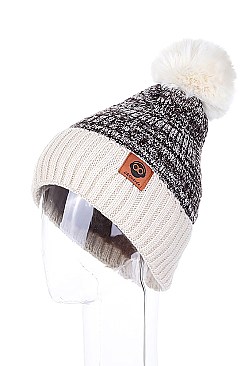 PACK OF 12 FLEECE LINED DETACHABLE POMPOM BEANIES