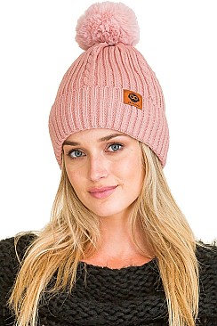 PACK OF 12 ASSORTED COLOR UNIQUE DETACHABLE POMPOM BEANIE