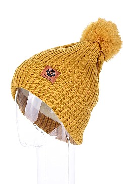 PACK OF 12 ASSORTED COLOR UNIQUE DETACHABLE POMPOM BEANIE