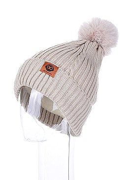 PACK OF 12 ASSORTED COLOR UNIQUE DETACHABLE POMPOM BEANIE