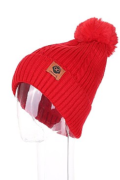 PACK OF 12 ASSORTED COLOR UNIQUE DETACHABLE POMPOM BEANIE