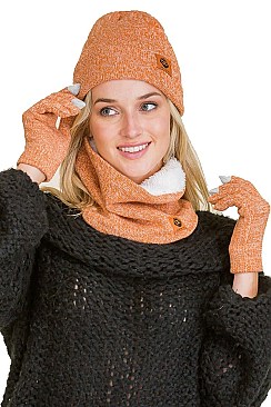 PACK OF 12 GLAM BEANIE NECK WARMER AND GLOVES SET