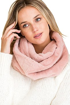 PACK OF 12 FASHION SOFT FUR INFINITY SCARVES