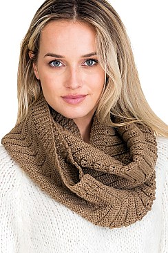 PACK OF 12 CHIC ASSORTED COLOR KNIT INFINITY SCARVES