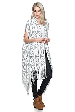 Pack of (6 Pieces) Assorted Colors Fringe Knitted Poncho FM-FTZWSF197