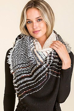 PACK OF 12 ASSORTED COLOR FASHION MULTI TONE PLAID OVERSIZED BLANKET SCARVES SHAWLS