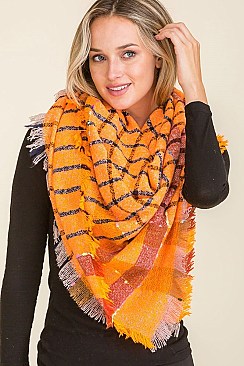 PACK OF 12 TRENDY OVERSIZED MULTI TONE PLAID BLANKET SCARVES SHAWLS