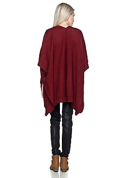 Pack of 6 pieces Elegant Zip Front Knitted Poncho FM-WSF201