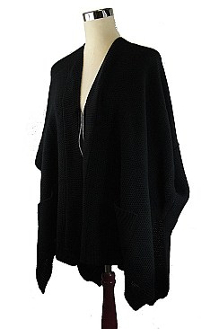 Pack of 6 pieces Elegant Zip Front Knitted Poncho FM-WSF201