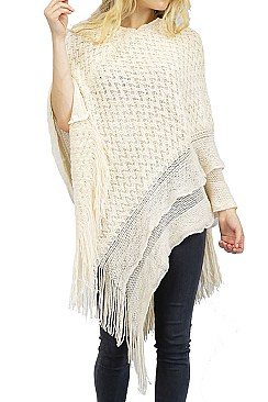 FASHIONABLY FRINGED PONCHO FM-WSF206