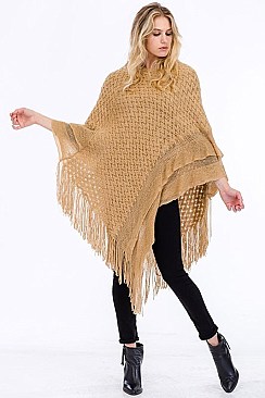 FASHIONABLY FRINGED PONCHO FM-WSF206